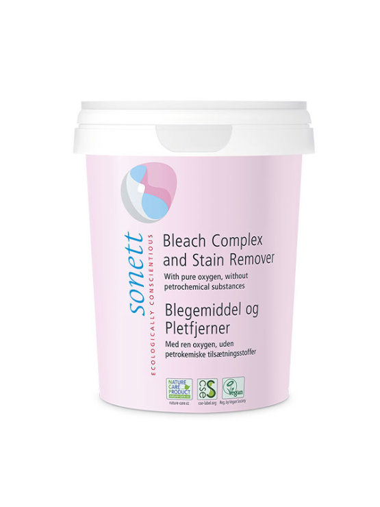 Sonett bleach complex and stain remover in a pink plastic container of 450g
