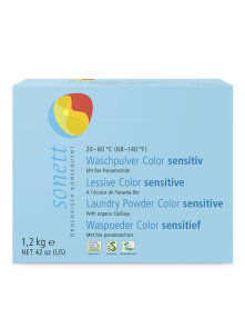 Sonett color sensitive laundry powder in a blue cardboard packaging of 1,2kg