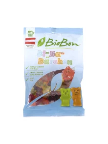 BioBon organic, gluten free and vegan fruit gummy bears in a bag of 100g