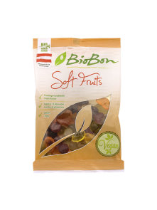 BioBon organic, vegan and gluten free gummy bears with fruity flavor in a packaging of 100g