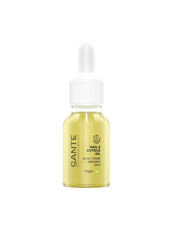 Sante nail and cuticle oil in a transparent glass bottle of 15ml