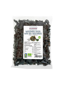 Algamar organic wholemeal pasta with seaweed in a transparent packaging of 250g