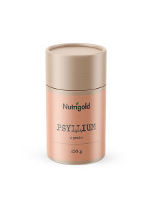 Nutrigold psyllium powder in cylinder shaped cardboard packaging of 250g