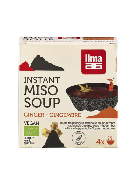 Lima instant miso souo with ginger in a cardboard packaging of 60g