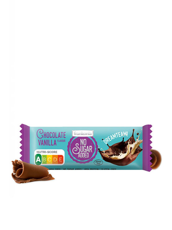 Frankonia gluten free chocolate bar with vanilla with no added sugar in a packaging of 50g