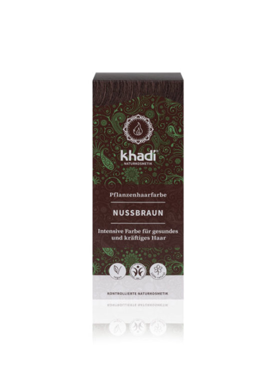 Khadi natural hair colour hazel in a dark cardboard packaging of 100g