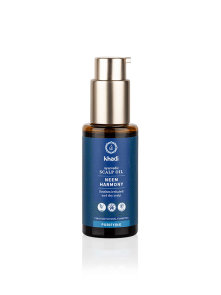 Khadi ayurvedic scalp oil neem in a glass pump bottle of 50ml