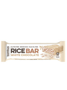 Bombus white chocolate rice bar in a packaging of 18g
