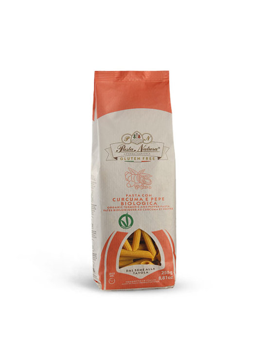 Pasta Natura gluten free turmeric and black pepper pasta in a packaging of 250g