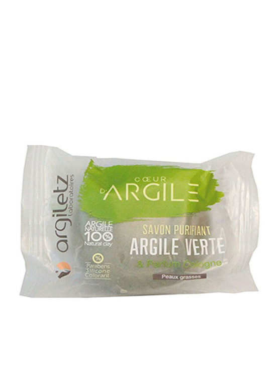 Argiletz green clay hard soap with cologne in a transparent plastic packaging of 100g