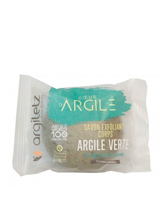Argiletz exfoliating green clay hard soap in a packaging of 100g