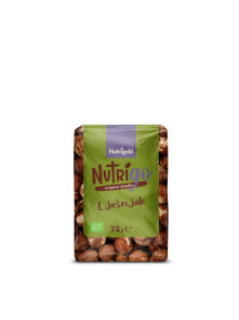 Nutrigold organic NutriGo hazelnuts in a transparent packaging of 75g