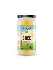 Butrigold ghee -organic clarified butter in a glass jar of 720g