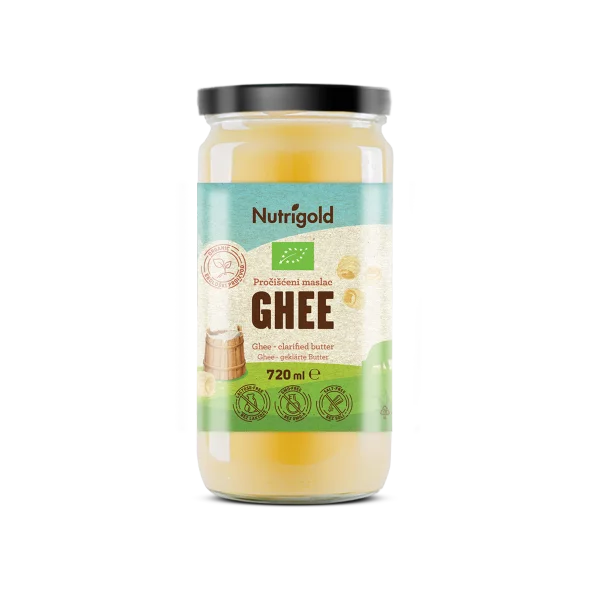 Butrigold ghee -organic clarified butter in a glass jar of 720g