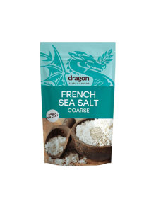 Dragon Superfoods coarse French sea salt in a packaging of 500g