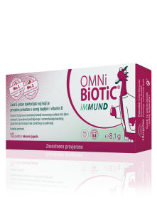 AllergoSan Omni Biotic IMMUND pastilles in a packaging of 10 strawberry-flavoured pastilles
