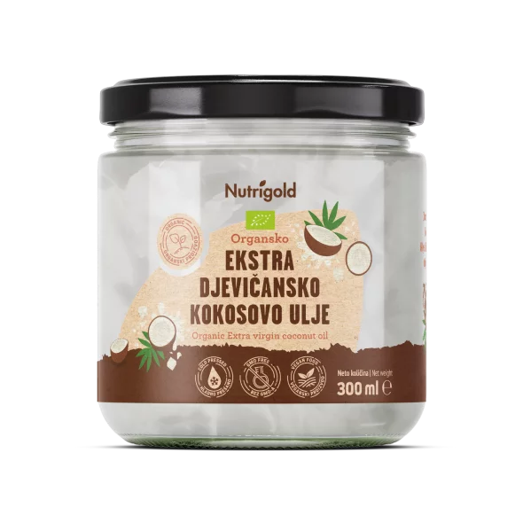 Nutrigold organic extra virgin coconut oil in a jar of 300ml
