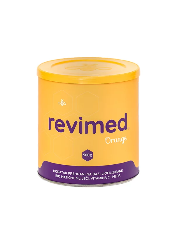 Revimed organic lyophilised royal jelly orange in a container of 500g