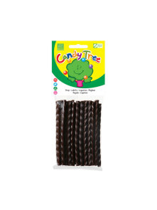 Candy Tree organic liquorice gummy vines in a transparent packaging of 100g