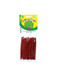Candy Tree organic raspberry gummy vines in a transparent packaging of 75g