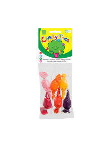 Candy Tree organic lollipop mix in a transparent bag of 60g