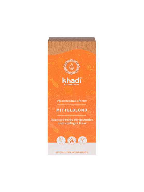 Khadi natural hair colour Medium Blonde in orange cardboard packaging of 100g