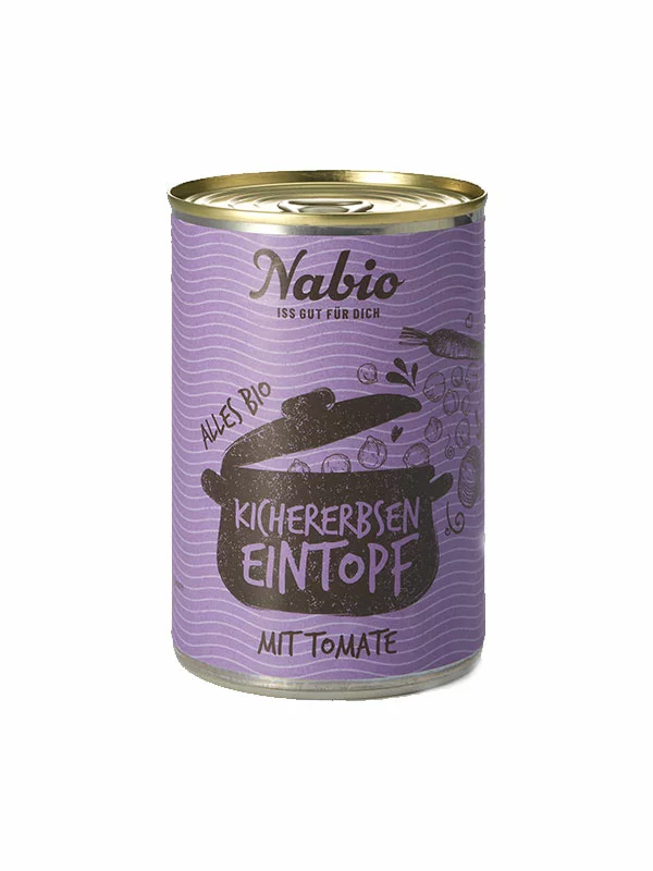 Nabio organic and vegan chickpea stew in a can of 400g