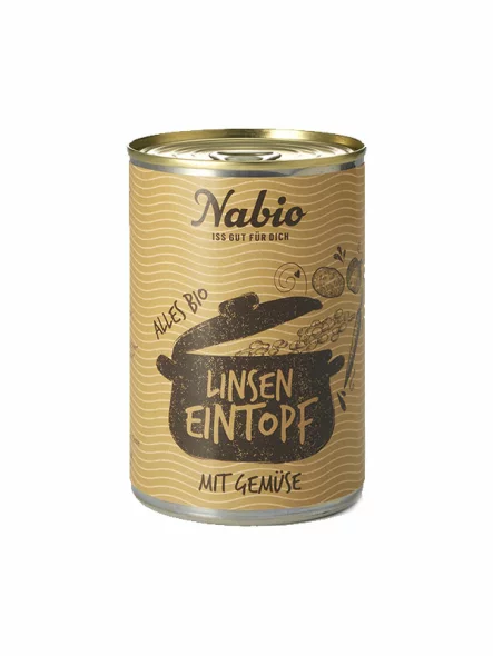 Nabio organic lentil stew in a can of 400g