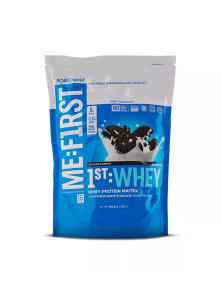 Me:First Cookies & Cream whey protein powder in a packagnig of 454g
