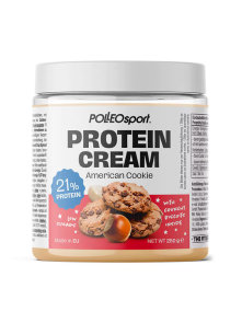 Polleo Sport hazelnut protein cream spread with crunchy biscuits in a packaging of 250g