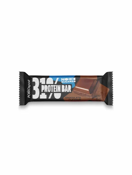 Polleo Sport chocolate flavoured protein bar with no added sugars in a packaging of 35g
