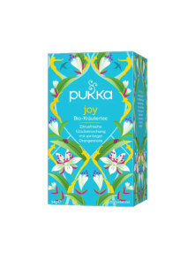 Pukka organic joy tea in a packaging containing 20 tea bags of 1,7g