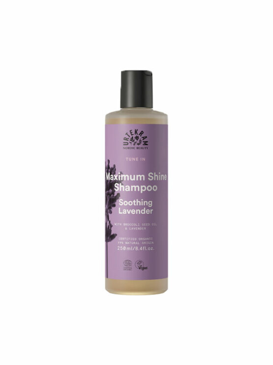 Urtekram soothing lavender maximum shine hair shampoo in a bottle of 250ml