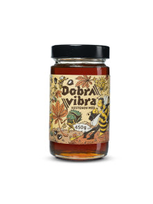 Dobra Vibra chestnut honey in a glass jar of 450g