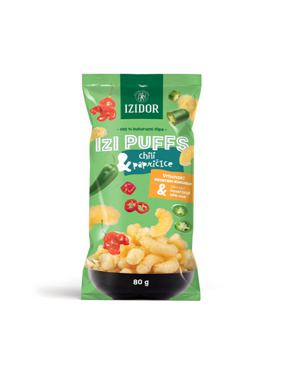 Izidor Izi Puffs Flips with chilli in a packaging of 80g