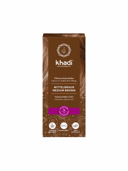 Natural Hair Colour Medium Brown - 100g Khadi