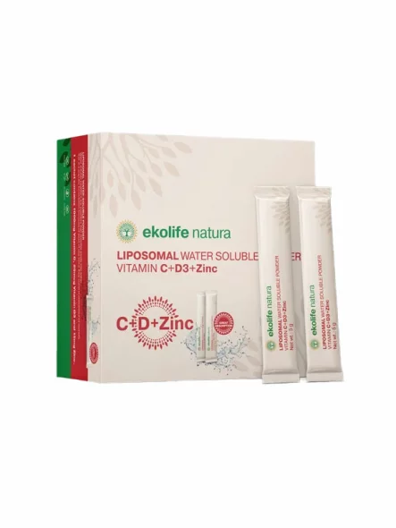 Liposomal C + D3 + Zinc - Water Soluble Sachets 21 x 5g - Ekolife Natura