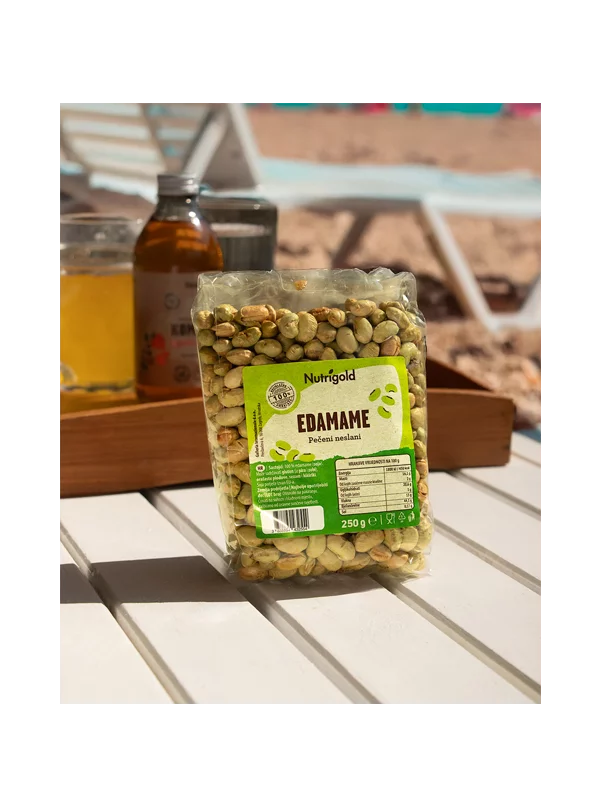 Nutrigold edamame in a transparent packaging of 250g