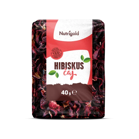 Nutrigold hibiscus tea in a transparent packaging of 40g