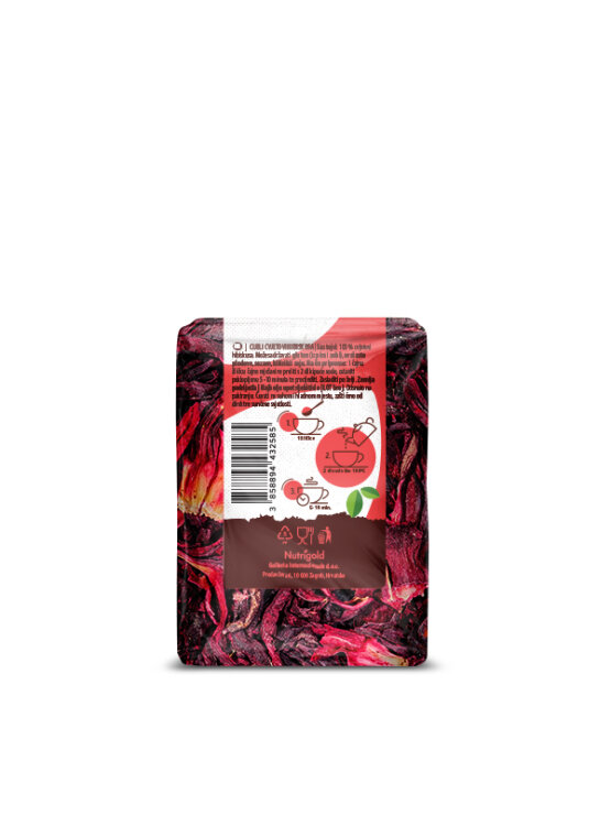 Nutrigold hibiscus tea in a transparent packaging of 40g