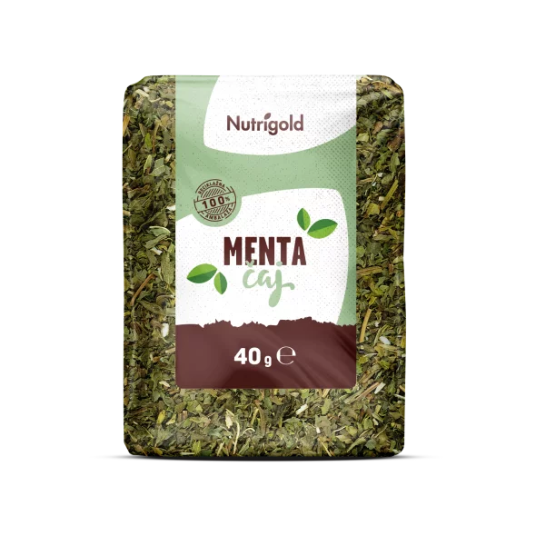 Nutrigold mint tea in a transparent packaging of 40g