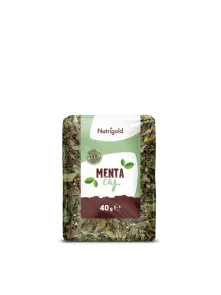 Nutrigold mint tea in a transparent packaging of 40g