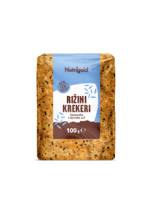 Nutrigold rice crackers with seeds and sea salt in a transparent packaging of 100g