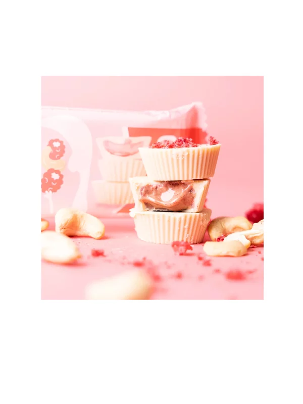 Cashew Butter Cups With Raspberry - Organic 3pcs Naughty Nuts