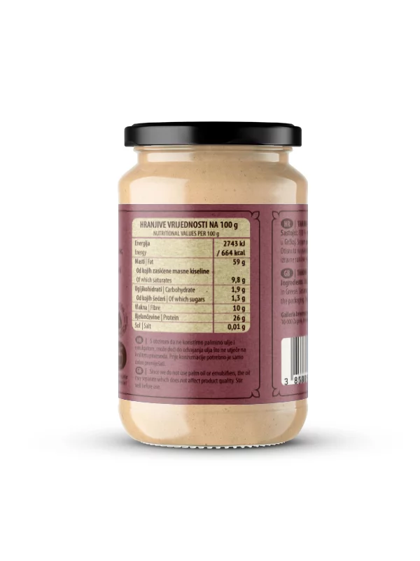 Nutrigold white tahini paste in a glass jar of 300g