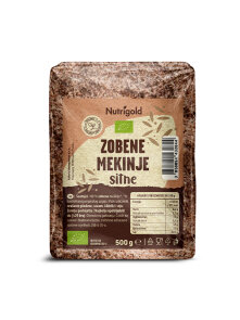 Nutrigold organic oat bran in a transparent packaging of 500g