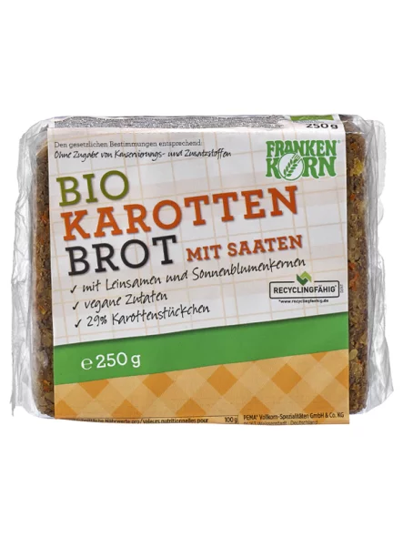 Carrot, Linseed & Sunflower Seed Bread - Organic 250g Franken Korn