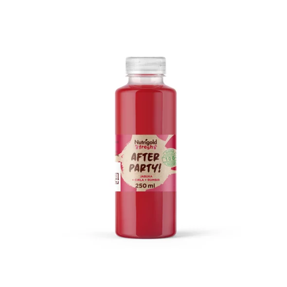 Nutrigold Fresh cold-pressed juice in a plastic transparent bottle of 250ml