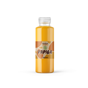 Nutrigold Fresh organic cold pressed orange juice in a transparent bottle of 250ml