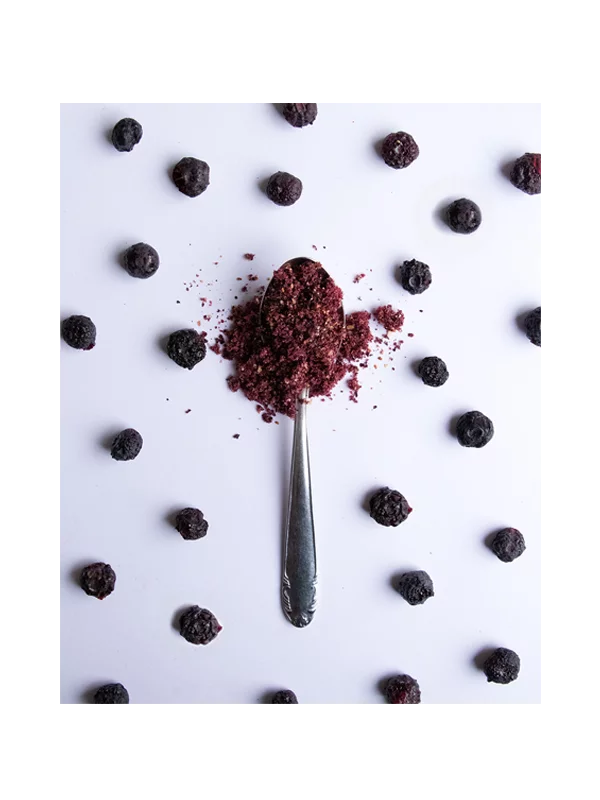 Nutrigold freeze-dried blueberries in a transparent packaging of 50g